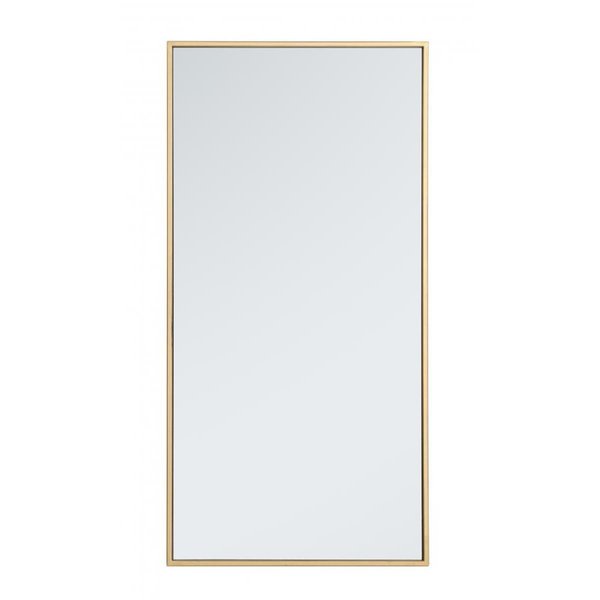 Blueprints 18 in. Metal Frame Rectangle Mirror in Brass BL2571253